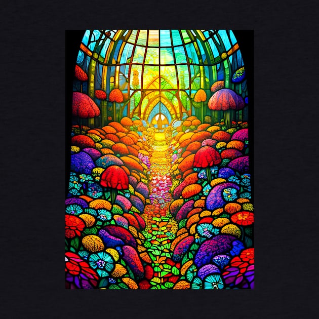 Stained Glass Flowers And Mushrooms by Trip Tank